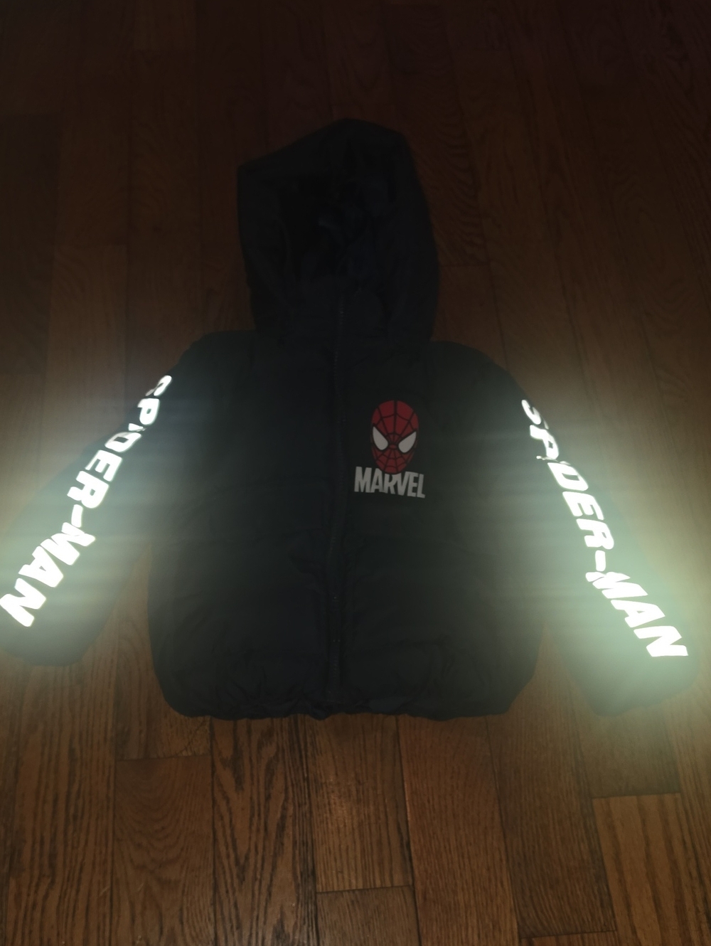 Marvel Black Spider-Man Reflective Sleeve Hooded Jacket